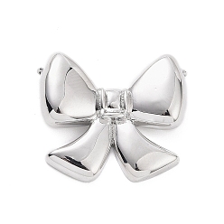 Платина Экологически чистые подвески из латуни с покрытием для стойки, без кадмия и без свинца, долговечный, бантом ссылки, платина, 21.5x24.5x5 мм, отверстие : 1.2 мм