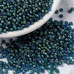 (RR3743) Fancy Lined Aqua Green MIYUKI Round Rocailles Beads, Japanese Seed Beads, (RR3743) Fancy Lined Aqua Green, 8/0, 3mm, Hole: 1mm, about 422~455pcs/bottle, 10g/bottle