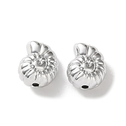 Platinum Plated Plating Opaque Acrylic Beads, Conch Shape, Platinum Plated, 15x12x9mm, Hole: 2mm