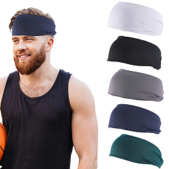 (52) Непрозрачная лаванда 5 шт. 5 цвета 95 % полиэстер и 5 % спандекс пряжа эластичные повязки для занятий спортом, аксессуары для волос для женщин и девочек, разноцветные, 90x240 мм, 1 шт / цвет