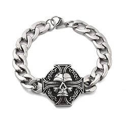 Skull 304 цепи для крепления на панцире из нержавеющей стали, череп, 8-5/8 дюйм (22 см), Кулон : 31x50x8 мм