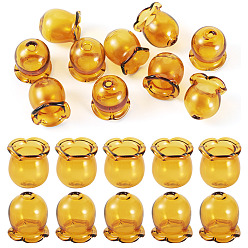 Желтый 10шт. стеклянные колпачки для изготовления колокольчиков, колокольчик средний, желтые, 13.5x12 мм, отверстие : 2 мм