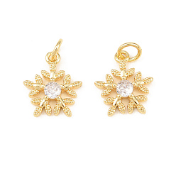 Настоящее золото 18K Латунные микро проложить кубического циркония подвески, прелести снежинки, долговечный, стойки покрытие, без свинца и без кадмия, с целью перехода в кольце, реальный 18 k позолоченный, 14x12x4 мм, Перейти кольцо: 5x0.8 мм, внутренний диаметр: 3 мм