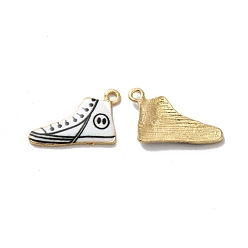 Blanco Colgantes de la aleación del esmalte, dorado, encanto de los zapatos, blanco, 12.5x20x2 mm, agujero: 1.4 mm