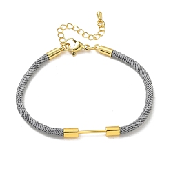 Light Grey Nylon Cord Bracelet Making, with Brass Beadable Bar, Golden, Light Grey, 6.89x0.16 inch(17.5x0.4cm)