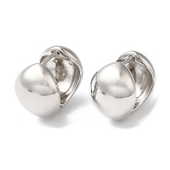 Платина Латунные круглые серьги-кольца с покрытием стойки, платина, 17x13 мм