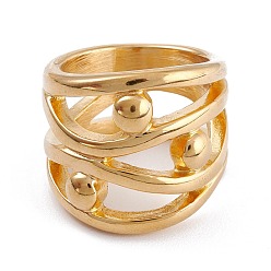 Golden Ionenplattierung (ip) unisex 304 Fingerringe aus Edelstahl, hohl, Kreuz mit runder Form, golden, Größe 7, 13.5~19.5 mm, Innendurchmesser: 17.3 mm