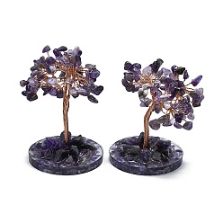 Аметист Украшения для витрин с натуральным аметистом пахира голая, с основанием и медной проволокой, фен-шуй энергетический камень подарок для домашнего офиса украшение рабочего стола, 60~61x88~93 мм