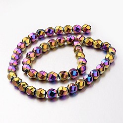 Multi-color Plated Electroplate Non-magnetic Synthetic Hematite Beads Strands, Twisted Oval, Multi-color Plated, 8x7mm, Hole: 1mm, about 50pcs/strand, 15.7 inch