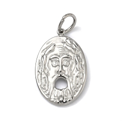 Нержавеющая Сталь Цвет Тисненые 304 подвески из нержавеющей стали, амулеты для испуганного лица, цвет нержавеющей стали, 24x15.5x2.5 мм, Перейти кольцо: 7x1 мм, внутренний диаметр: 5 мм