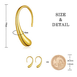 Real 18K Gold Plated SHEGRACE 925 Sterling Silver Dangle Earrings, Teardrop, Real 18K Gold Plated, 19x4mm