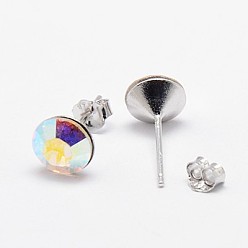 101_Cristal+AB Aretes de cristal austriaco, con 925 pendientes de plata de ley, 101 _crystal + ab, 16x7 mm, pin: 0.8 mm
