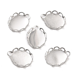 Stainless Steel Color Non-Tarnish 316 Stainless Steel Tray Settings, Lace Edge Bezel Cups, Oval, Stainless Steel Color, Tray: 10x8mm, 11.5x8.5x2.5mm