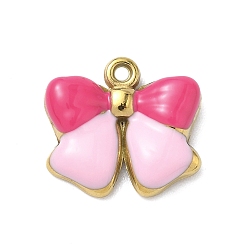 Золотой 304 подвески из нержавеющей стали, бантом, с эмалью, золотые, 14x15.5x3 мм, отверстие : 1.4 мм