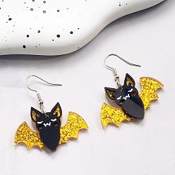 Bat Акриловые серьги болтаться, летучая мышь, 45 мм