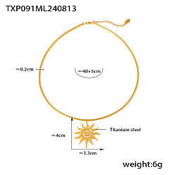 Золотой Спиральное солнце 304 ожерелья из нержавеющей стали для женщин, золотые, 15.75 дюйм (40 см)