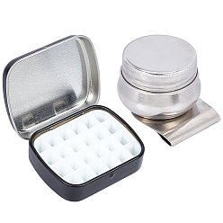 (52) Непрозрачная лаванда Ящики для хранения жести, подносы для ювелирных изделий из АБС-пластика, 201 чашка для масляной живописи из нержавеющей стали, разноцветные, 5.05x6.2x1.65 см