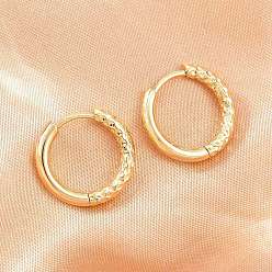 Real 18K Gold Plated Brass Huggie Hoop Earrings, Round, Rack Plating, Long-Lasting Plated, Cadmium Free & Lead Free, Real 18K Gold Plated, 17x2.5mm