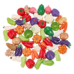 (52) Непрозрачная лаванда Непрозрачные кабошоны из смолы, имитация овощей, разнообразные, разноцветные, 15~32x10~23x8.5~16 мм