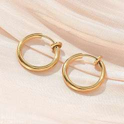 Настоящее золото 18K Ионное покрытие (ip) 304 клипсы из нержавеющей стали, для не проколотых ушей, реальный 18 k позолоченный, 16x2 мм