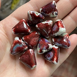 Коричневый Фарфоровые бусины ручной работы, для украшения браслетов/ожерельев и материалов для поделок, треугольные, коричневые, 16x15.5x8.5 мм, отверстие : 2.5 мм