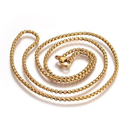Золотой 304 из нержавеющей стали коробки цепи ожерелья, с карабин-лобстерами , золотые, 19.6 дюйм (50 см), 2.0 мм