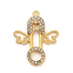 Angel & Fairy 304 из нержавеющей стали горный хрусталь подвески, реальный 18 k позолоченный, ангел и фея, 22x17.5x2.5 мм, отверстие : 1.2 мм