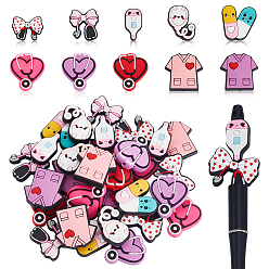 Mixed Shapes 40шт 10 стили силиконовые бусины, разноцветные, разнообразные, 24~30x14~31x3~10 мм, отверстие : 3 мм, 4 шт / стиль