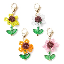 (52) Непрозрачная лаванда Подвесные украшения из акрила и стекла в виде семян подсолнечника, с цинковым сплавом застежками омаров коготь, разноцветные, 39 мм