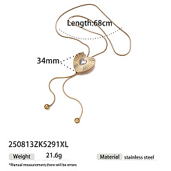 Golden & Stainless Steel Color Duo Tone Adjustable 304 Stainless Steel Heart Lariat Necklaces for Women, Golden & Stainless Steel Color, 26.77 inch(68cm)