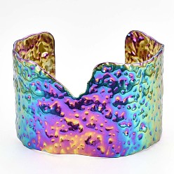 Rainbow Color Ионное покрытие (ip) 304 браслет-манжета из нержавеющей стали с широкой открытой манжетой для женщин, Радуга цветов, внутренний диаметр: 1-3/4x2-3/8 дюйм (4.6 см x 6.15 см)