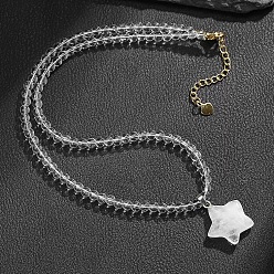 Хрусталь Подвеска в виде звезды из натурального богемского кварцевого кристалла 4мм круглые камни, бусы, платиной и золотом