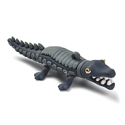 Серый Пластиковые большие подвески из пвх, крокодил очарование, серые, 91x35x20 мм, отверстие : 3.5 мм