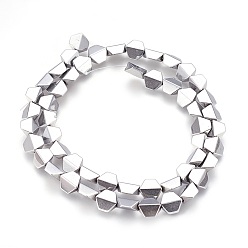 Platinum Plated Electroplated Non-magnetic Synthetic Hematite Beads Strands, Polish, Trapezoid, Platinum Plated, 8x8x4mm, Hole: 1mm, about 52pcs/strand, 16.14 inch(41cm)