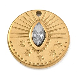 Настоящее золото 18K 304 из нержавеющей стали горный хрусталь подвески, реальный 18 k позолоченный, 20.5x3.5 мм, отверстие : 1.5 мм