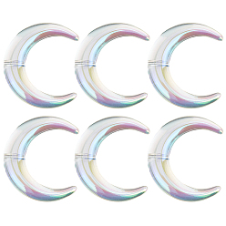 Clear 10Pcs Transparent UV Plating Acrylic Beads, Iridescent, Moon, Clear, 46x39x10mm, Hole: 3mm