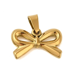 Золотой Ионное покрытие (ip) 304 подвески из нержавеющей стали, очарование бантом, золотые, 12.5x20x2.5 мм, отверстие : 6x3.5 мм