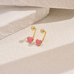 Pink 201 серьги-гвоздики в форме сердца из нержавеющей стали, золотые, розовые, 15.6x6.4 мм