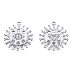 Stainless Steel Color Non-Tarnish 304 Stainless Steel Pendant Rhinestone Settings, Eye, Stainless Steel Color, Fit For 1.5mm Rhinestone, 22.5x20x2mm, Hole: 1.5mm