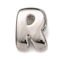 Letter R Латунные бусины, долговечный, стойки покрытие, без свинца и без кадмия, платина, Буква R, 21.5x15x7 мм, отверстие : 18x4 мм