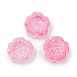 Фламинго Прозрачные стеклянные бусины, цветы, спекающийся лак, фламинго, 14x14.5x5.5~6 мм, отверстие : 1.2 мм