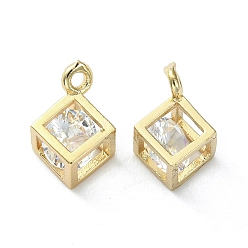 Light Gold Латунь прелести циркония кубической, кубический шарм, золотой свет, 11.5x8x8 мм, отверстие : 1.2 мм