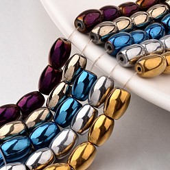 (52) Непрозрачная лаванда Гальванизировать немагнитных синтетический гематит нитей бисера, баррель, разноцветные, 12x8 мм, отверстие : 1 мм, около 33 шт / нитка, 15.7 дюйм