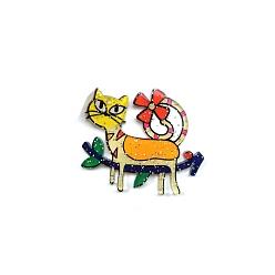 Желтый Акриловые подвески с принтом кота на ветке, желтые, 39x40 мм