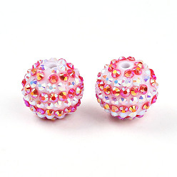 Темно-Розовый Полосатый узор смола ab стразы круглые бусины, шарики из жевательной резинки для самодельных ручек, изготовление ювелирных изделий, темно-розовыми, 19.5~20 мм, отверстие : 2.5~3 мм