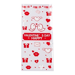 Lip OPP пластиковые пакеты для хранения, День Святого Валентина тема, для упаковки конфет, прямоугольные, губы, 27x12.5x0.01 см, 50шт / сумка