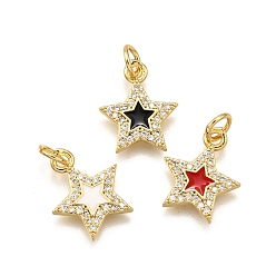 (52) Непрозрачная лаванда Латунные микро проложить кубического циркония подвески, звезда, с эмалью, стойки покрытие, долговечный, без свинца и без кадмия, с целью перехода в кольце, разноцветные, 14.5x12x1.8 мм, отверстие : 3 мм