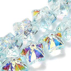 Светло-голубой Гальваническая краска для запекания стеклянные бусины нити, звезда, с покрытием AB цвета, с половиным покрытием, светло-голубой, 17x17.5x12 мм, отверстие : 1.2 мм, около 40 шт / нитка, 24.41'' (62 см)