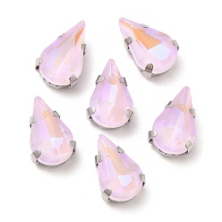 Свет Аметист Мокко флуоресцентная (ми) капля, пришитая стразами, многожильных ссылки, с настройками латуни, аксессуары для одежды, светлый аметист, 10x6.5x4.5 мм, отверстие : 1 мм