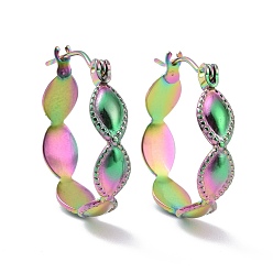 Rainbow Color Ионное покрытие (ip) цвета радуги 304 овальные серьги-кольца из нержавеющей стали для женщин, 20.5x19x5 мм, штифты : 0.8 мм